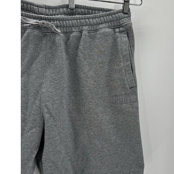 Puma gray fleece elastic waist drawstring shorts size XXL pockets casual sports - Picture 3 of 8